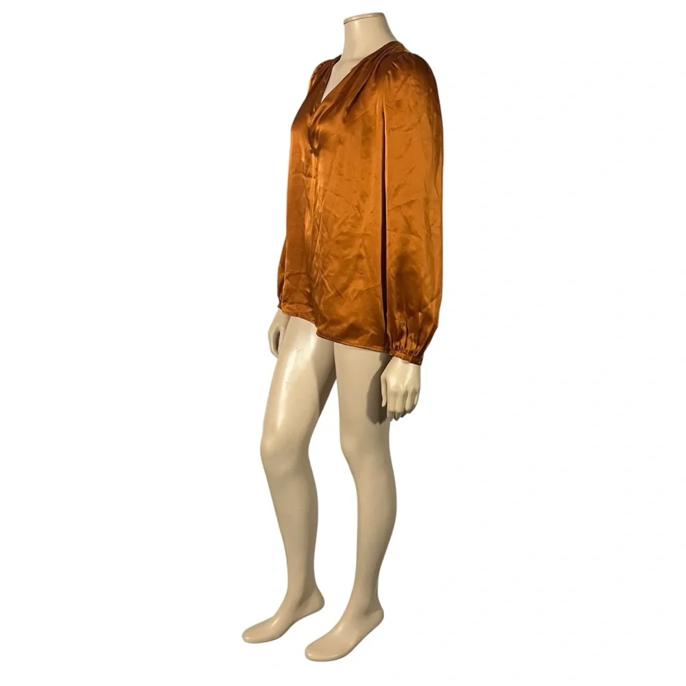 NWT L’agence Lou Silk Blouse Turmeric Burnt Orange Colour - Picture 3 of 11